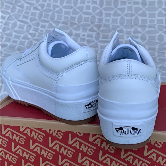 VANS OLD SKOOL STACKED LEATHER TRUE WHITE WMNS PLA - Picture 12 of 16